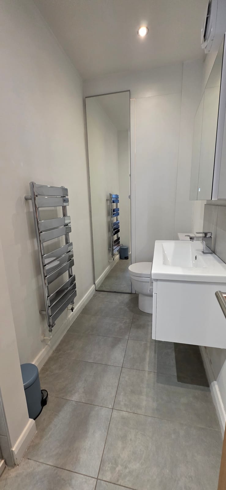Bathroom with a heated towel rail and a basin