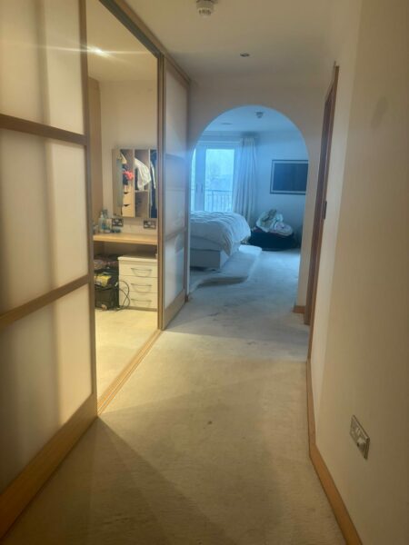 Hallway with a glass door